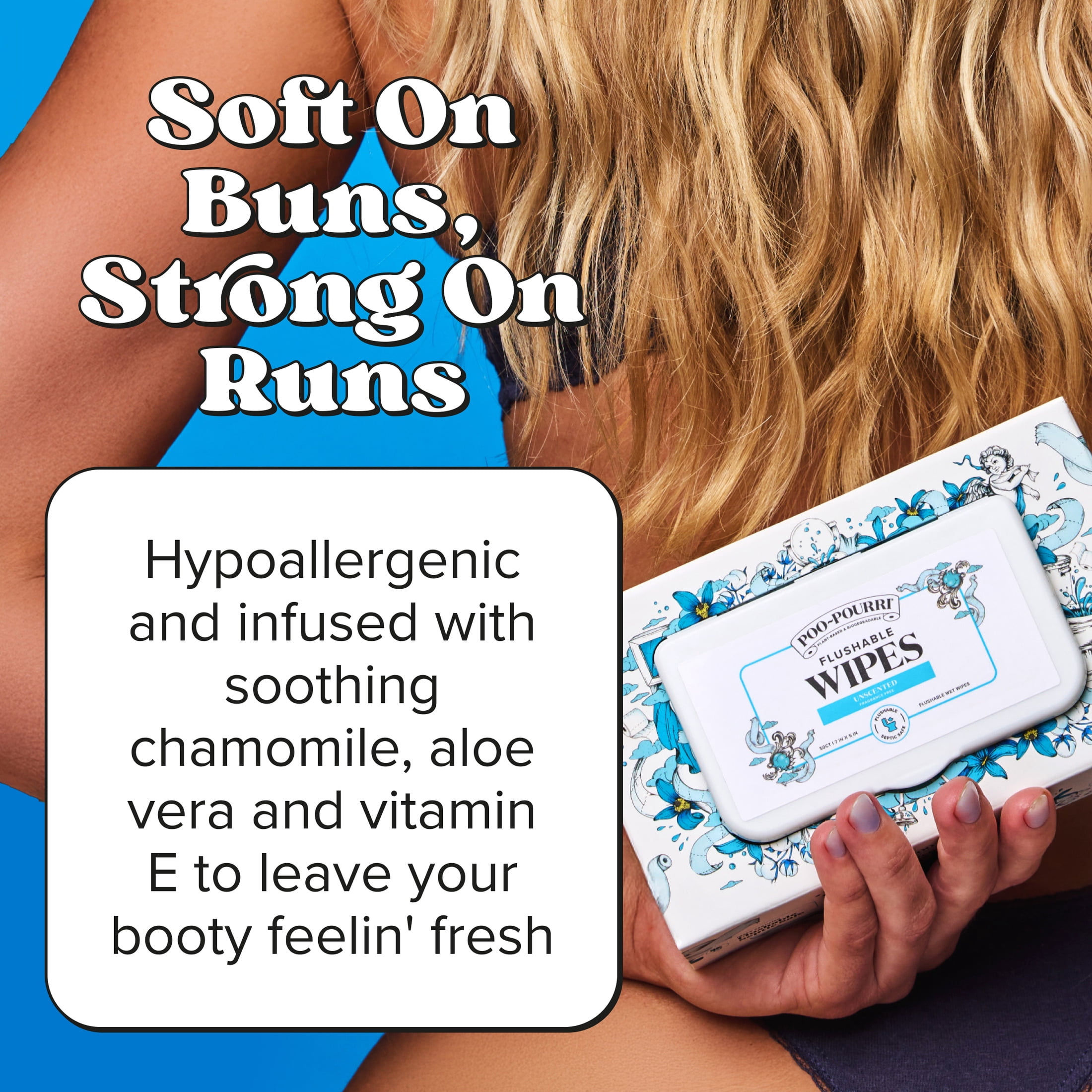 Poo~Pourri Flushable Wipes, Fragrance-Free, 50ct