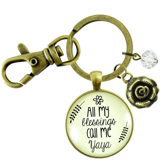 Yaya Keychain My Blessings Call Me Ya-Ya Greek Grandma Bronze Metal Female Adult