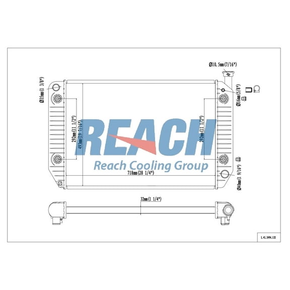 REACH 41-2494 Radiator for 99 Chevrolet P30; 99 GMC P3500, Automotive Radiator Replacement Part