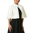 thumbnail image 4 of INSPIRE CHIC Women's Formal Shrug Crewneck Split Short Sleeve Evening Cocktail Cape Blazer S White, 4 of 5
