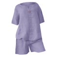 thumbnail image 7 of GILIGEGE Linen Sets for Women 2 Piece Summer Cotton Linen 2 Piece Short Set for Women Solid Color Summer Loose Short Sleeve Matching Set Shorts Lounge Beach Vacation Two Piece Outfits Tracksuits, 7 of 7