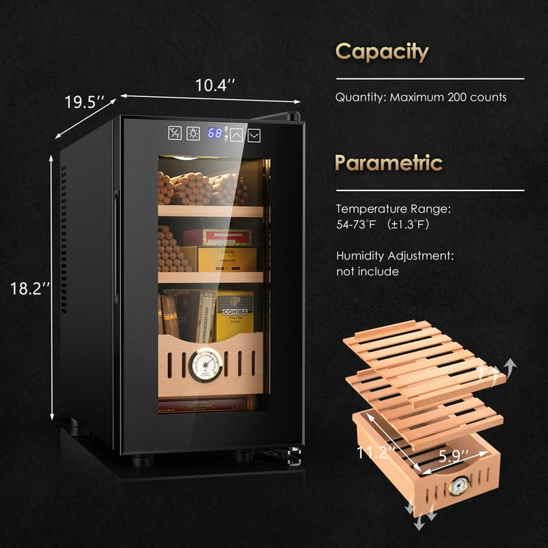 QAUSOU 25L Electric Cigar Humidor, 200 Counts Cigar Humidor