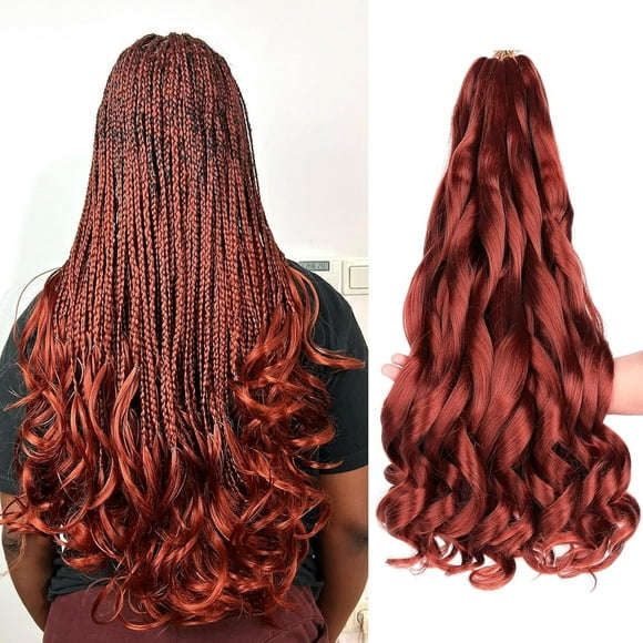 SHILIU-Ginger French Curly Braiding Hair Synthetic Bouncy Braid 75g/Pack Curly Crochet 22Inch 5Pack French Curl Braiding Hair Extensions (350#, 22inch)