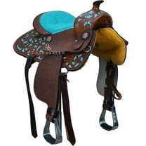 Daarkgreen Leather Western Horse Saddle, Brown