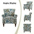 thumbnail image 5 of Wingback Armchairs Set of 2 Accent Chairs Floral Upholstered Sofa Wood Legs Lounge Seat Removable Cushion Home Living Room, 5 of 6