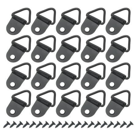 Uxcell 100Pcs Triangle Ring Iron Picture Hangers with Screws, Single Hole with Screw Small Decor Hooks Black