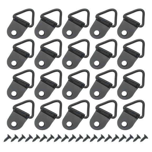 Uxcell 100Pcs Triangle Ring Iron Picture Hangers with Screws, Single Hole with Screw Small Decor Hooks Black