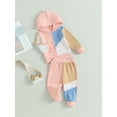 thumbnail image 3 of Bagilaanoe 2PCS Toddler Baby Girl Boy Long Pants Set Contrast Color Long Sleeve Hoodies Pullover Tops + Drawstring Sweatpants 6M 12M 18M 24M 3T Kids Casual Sweatsuits, 3 of 8