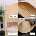 thumbnail image 3 of 100pcs Kraft Bags With Window Stand Up Ziplock Seal Paper Bag, Food Storage Pouch -, 3 of 5