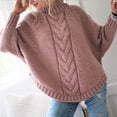 thumbnail image 1 of Suéter Otoño Invierno Europa y Estados Unidos Suéter de Punto de Cuello Semi Alto Suelto con Mangas Murciélago para Mujer, 1 of 5