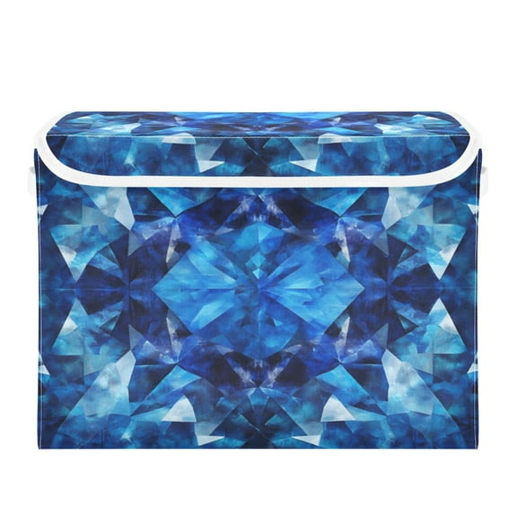 Storage Box With Lid 16.5x12.6x11.8In Foldable Stacked Household Storage Box Blue Crystal