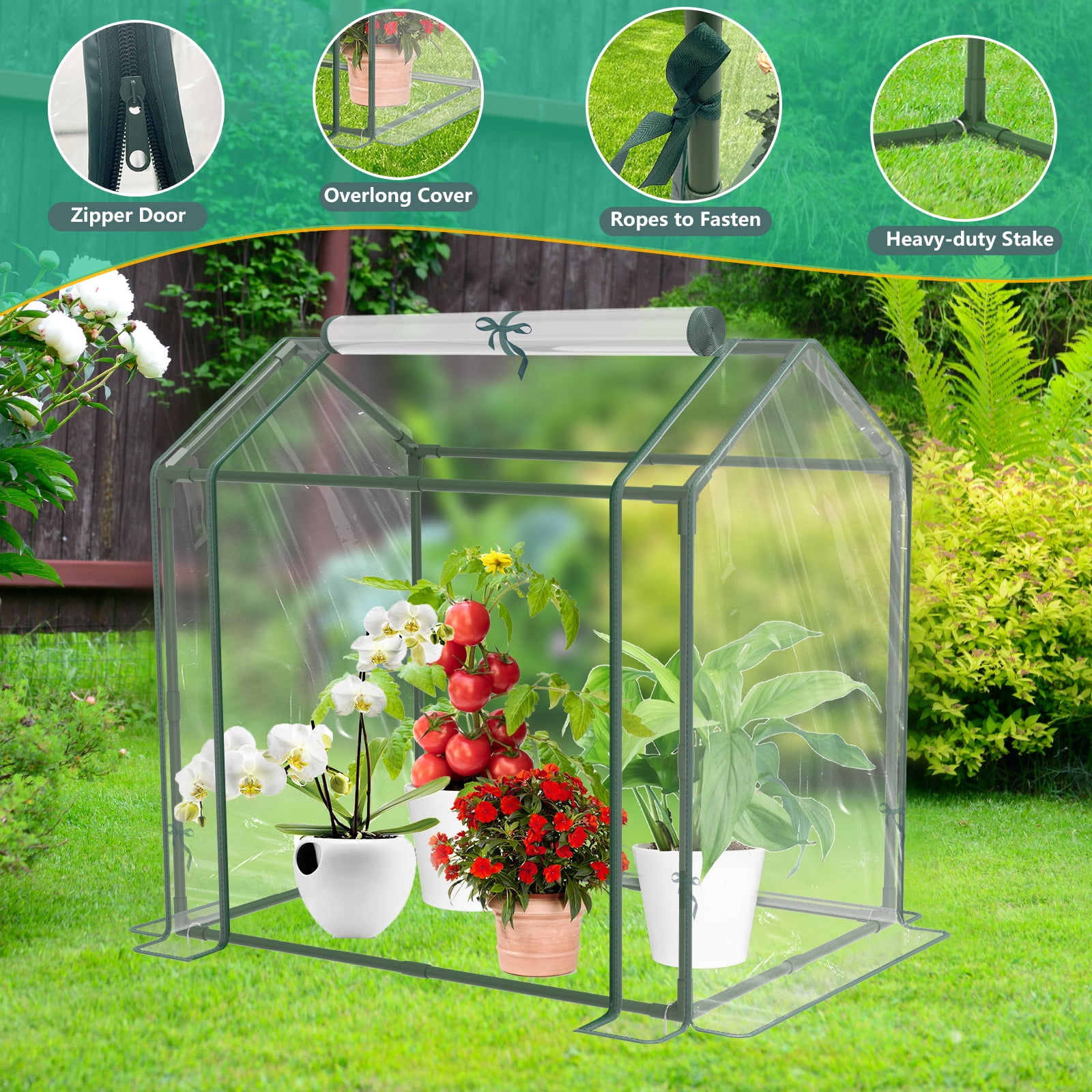 Mini Greenhouse 33.5"x 23.2"x 32.5", Durable Green House Kit with PVC Cover, Greenhouse for Outdoor Indoor Small Green House Garden Nursery Plant Cover Tent for Gardening Germination and Seedling
