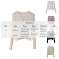 thumbnail image 3 of vdgthytj Cardigans for Women Long Sleeve V-Neck Button Front Ribbed Knit Sweater Fall Casual Crop Cover up Tops(Medium,Beige), 3 of 6