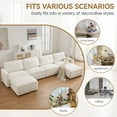 thumbnail image 6 of DOMICARE 111" White L-Shaped Modular Sectional Sofa with Ottoman, Oversized 4 Seater Couch with Thick Chenille Cushions, Comfy Living Room Sofa, 6 of 7