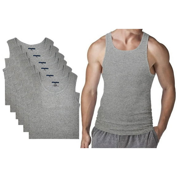 Different Touch 6 Pack Men's Big and Tall Muscle Ribbed Tank Tops A-Shirts Underwear Shirts