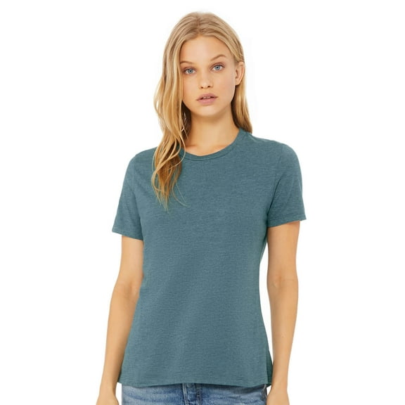 Bella & Canvas B20506003 Women Relaxed Fit Heather CVC T-Shirt, Solid White Blend - Small