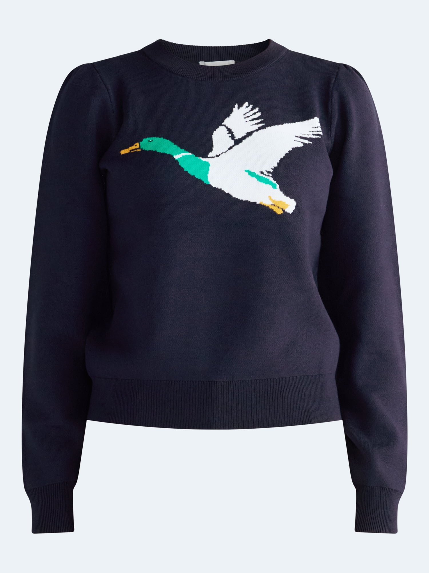 Free Assembly Women's and Women's and Women's Plus Pullover Sweater with Puff Sleeves, Midweight, Sizes XS-4X