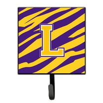 Carolines Treasures CJ1022-SH4-Parent Tiger Stripe Purple Gold Leash Holder or Key Hook Initial multicolor