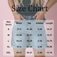 thumbnail image 3 of Women's Slim Fit Solid Color Denim Shorts Mid-Thigh Length, Stretch Fabric for Comfort, Distressed Hem Casual Streetwear,Dark Blue XL, 3 of 5