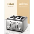 thumbnail image 6 of AICOOK Toaster 4 Slice with LCD Display, Extra Wide Slots, Retro Stainless Steel, Silver, 6 of 9