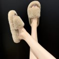 thumbnail image 4 of Woman House Sandals Fuzzy Non-skid Thick Open Toe Slides Cross Band Slippers, 4 of 10