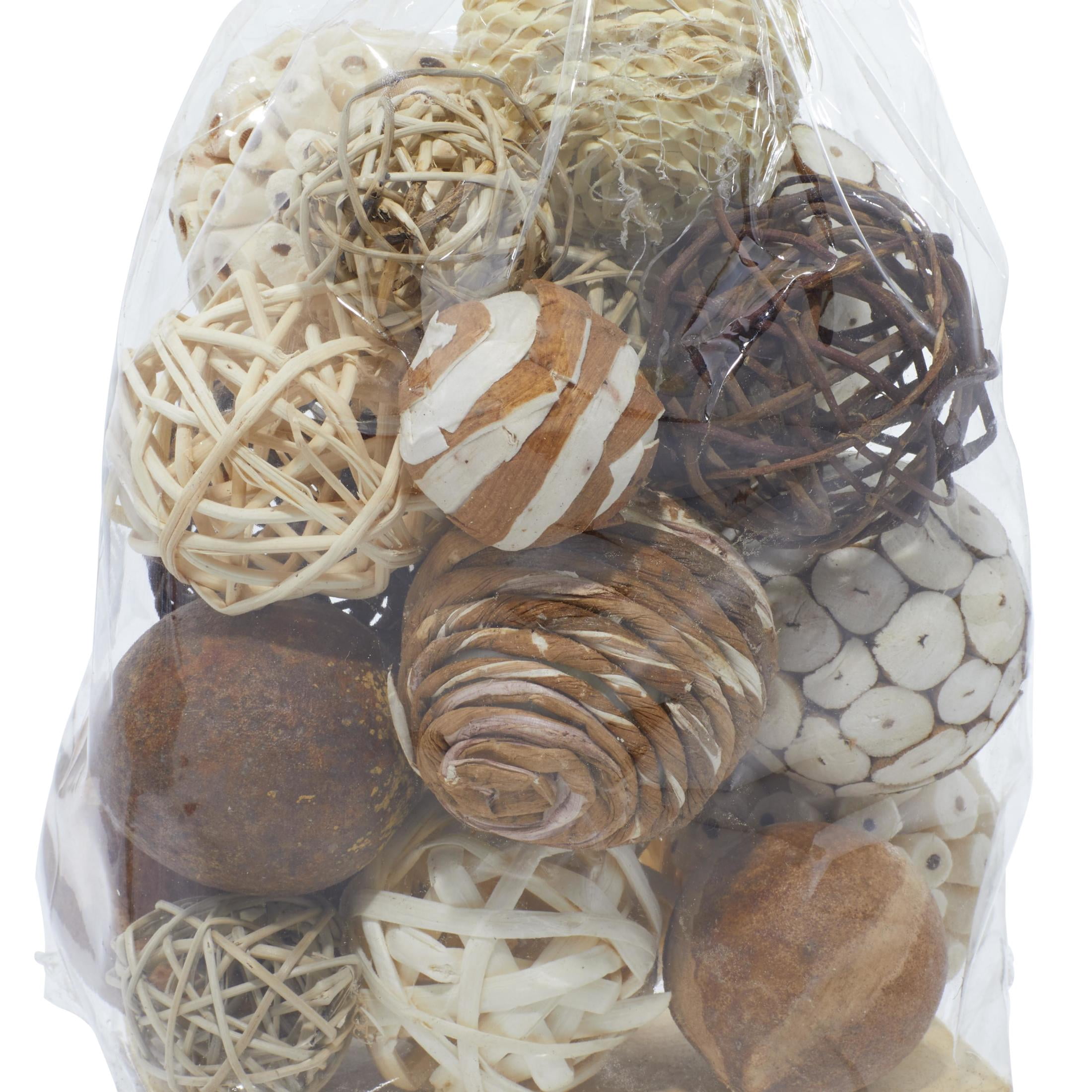 DecMode Brown 7" Handmade Dried Plant Orbs & Vase Filler with Varying Designs (2 Count)