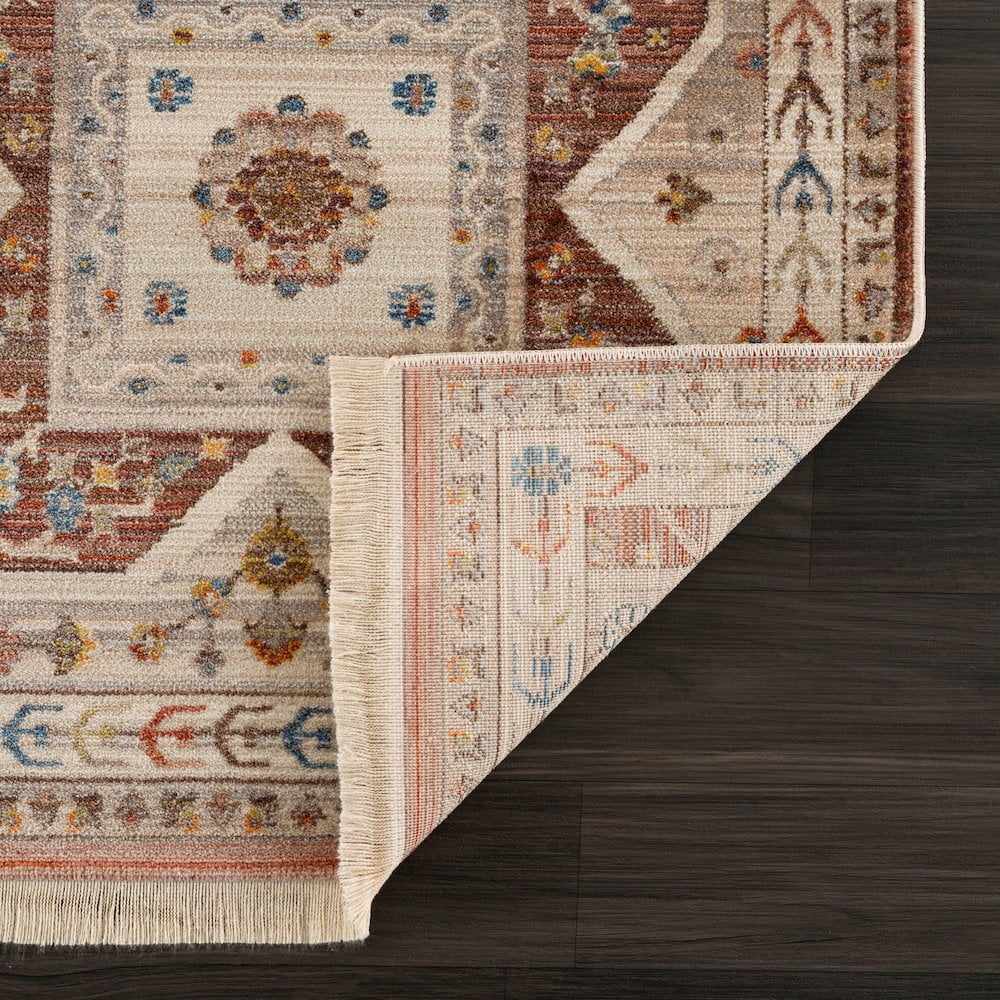 LR Home Holi Durable Performance Area Rug Indoor in Red/Ivory, 9' x 12'