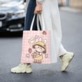 thumbnail image 2 of DouZhe Reusable Grocery Bags, Cartoon Girl Cute Cat Lightweight Polyester Canvas Cloth Tote Bag for Travle Gym Shopping School, 15" x 16", 2 of 7