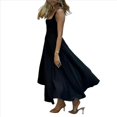 thumbnail image 2 of Vestido Midi Fluido con Escote Cuadrado y Tirantes Anchos para Mujer, /Verano 2025, para Invitada de Boda, Baile, Cóctel Negro S, 2 of 9