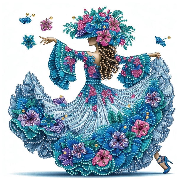 Pintura de diamante 5D DIY Taladro parcial con forma especial Kit de dama elegante 30x30 cm