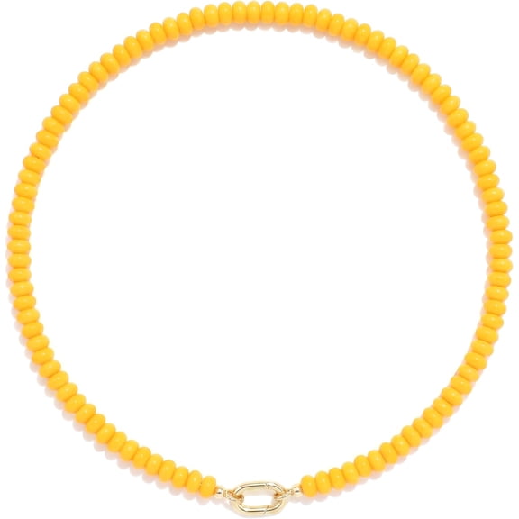 Terandius Yellow Beaded Necklace for Women, Boho Choker Necklace, Summer Beach Layering Jewelry, 17.3 Inch, 1 Piece