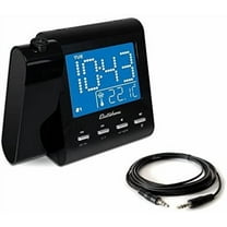 Magnasonic Projection Alarm Clock with AM/FM Radio, Battery Backup, Auto Time Set, Dual Alarm, Sleep Timer, Indoor Temperature/Day/Date Display & Bonus 3.5mm Aux Stereo Cable