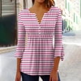 thumbnail image 1 of RXIRUCGD Blouse T-Shirt Décontractée à Rayures Mode Imprimée Col en V Manches Courtes Ample pour Femmes, Rouge, Taille : 2TG, 1 of 5