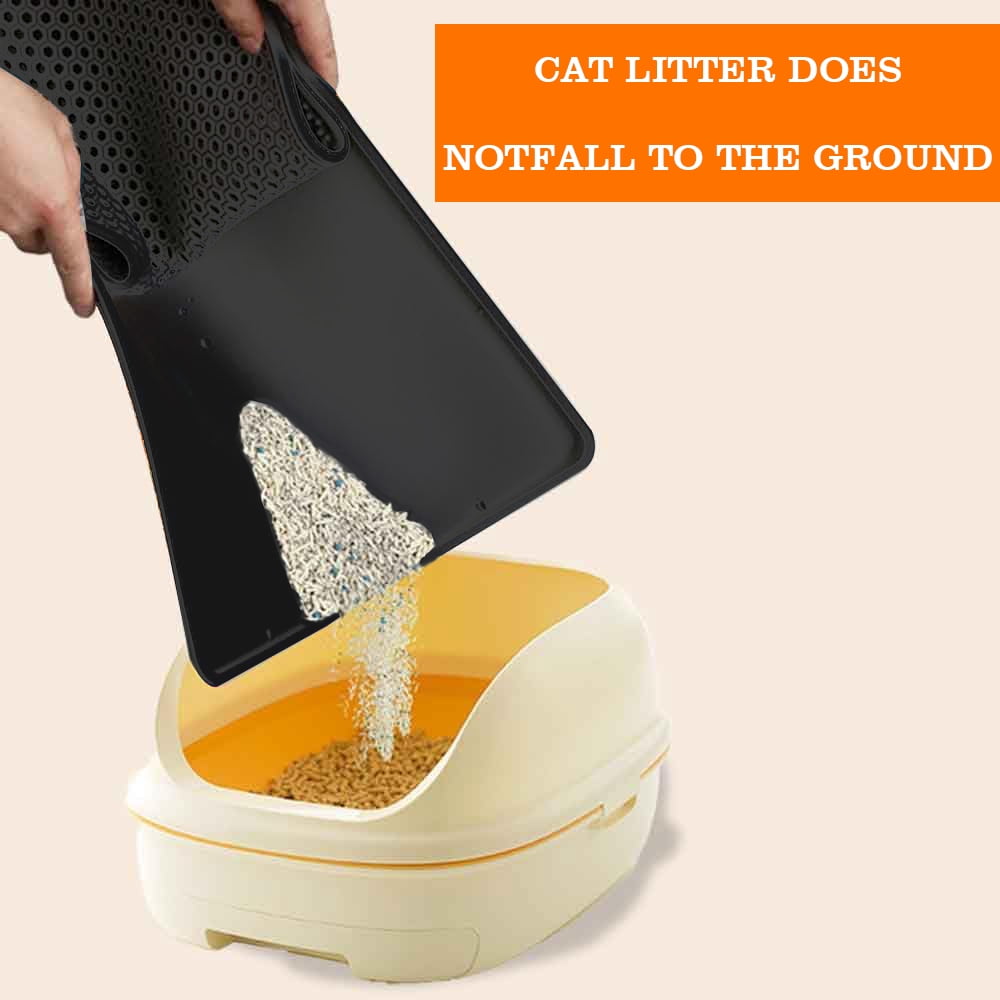 MIDOQIN Silicone Cat Litter Mat, Double Thickened 33'' x 25" Large Litter Trapping Mat