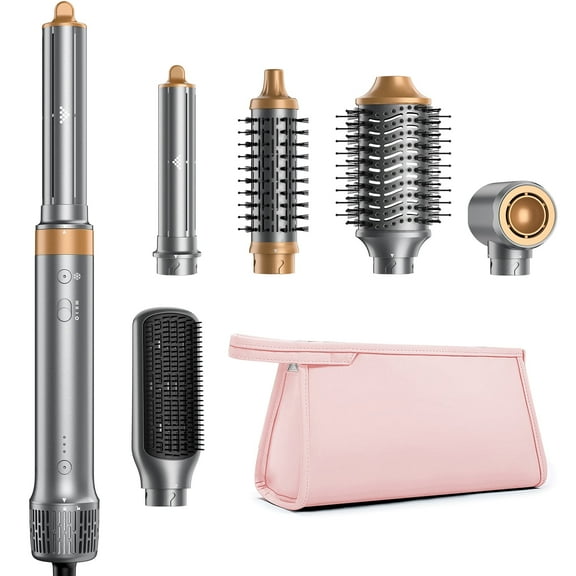 6 in 1 Hot Air Styler, Hair Styler Wrap- High-Speed Hair Dryer Brush, Fast Drying Blow Dryer Brush, Auto Wrap Curlers for Volumizing Curl Straighten, No Heat Damage Ionic Frizz-Free Multi-Hair Styler