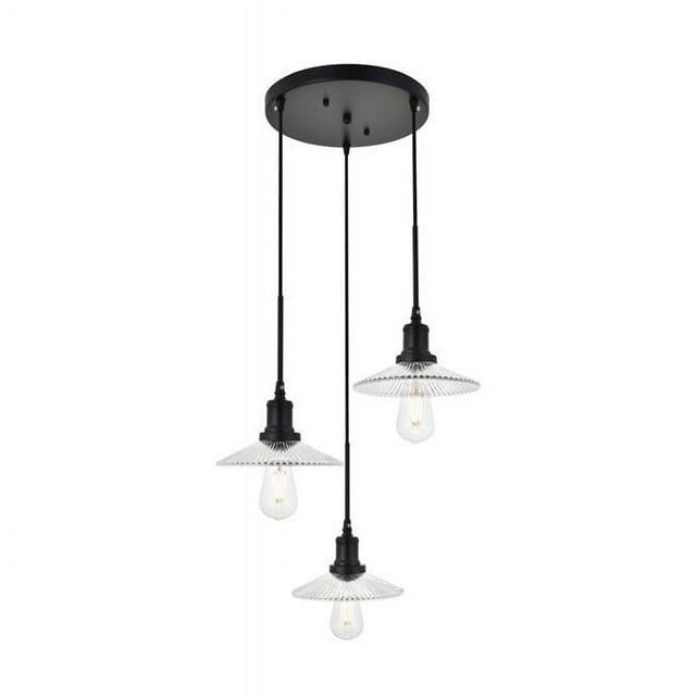 Living District LD4040D19BK Waltz 3 Light Black Ceiling Pendant