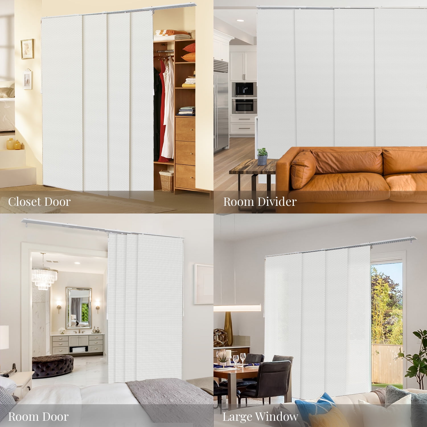 Chicology Cordless PVC Sliding Window Blinds, White, 46.86" x 96"