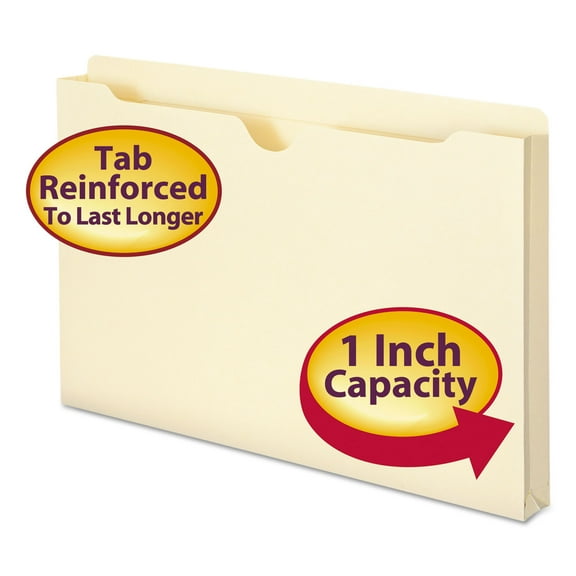 Smead File Jacket, Reinforced Tab, 1" Expansion, L