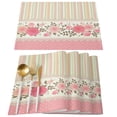 thumbnail image 2 of Rose Flower Pink Lace Stripes 4/6pcs Table Pad Mats for Dining Table Home Kitchen r Accessories Linen Placemats Coaster, 2 of 7