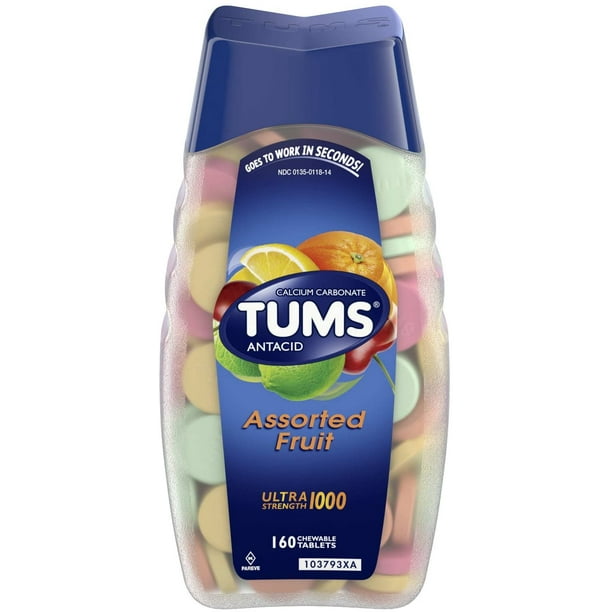 Tums Antacid/Calcium Ultra Strength 1000 Assorted Fruit Supplement 160