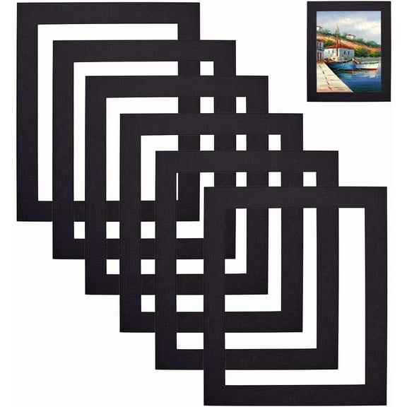 10x12 Mat for 7x9-6 Pack Black Core Precut Matboard Cardboard Photo Frames with Transparent Window Simple Paper Picture Frames for Pictures Photos Framing Wall Decoration Black