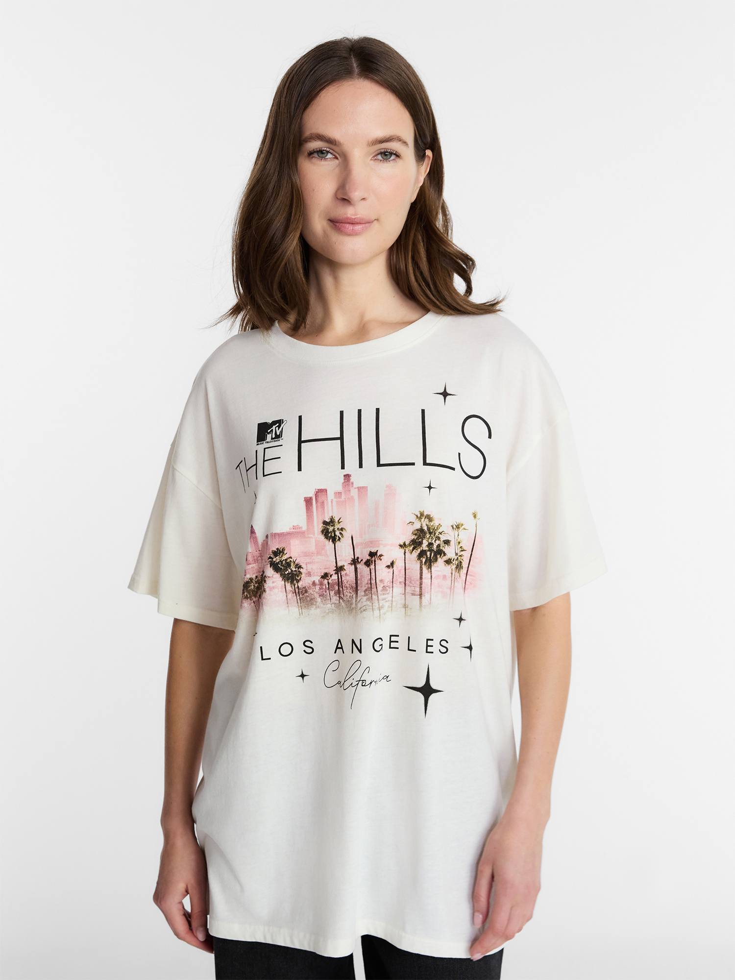 The Hills Women's Oversized Graphic Tee with Short Sleeves, Sizes XXS-XXL