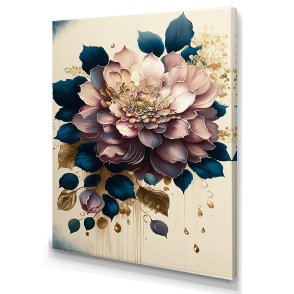 Designart Deep Pink Dahlia Floral Design I Canvas Wall Art