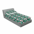 thumbnail image 3 of Tropical Bedding Set with Sheet & Covers, Exotic Arrangement of Foliage and Flower Composition Hawaiian Design, Printed Bedroom Decor 2 Shams, 4 Sizes, Pale Pink and Sea Green, by Ambesonne, 3 of 3