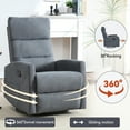 thumbnail image 3 of 360° Swivel Recliner Chairs for Living Room, Manual Single Sofa Chair with Adjustable Backrest and Footrest, Upholstered Reclining Chair for Bedroom, Office, Dark Grey, 3 of 8