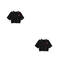 thumbnail image 4 of Sonducket Ropa de verano con cuello en V de rosa para mujer, camiseta ahuecada a la moda, camisetas cortas informales estampadas divertidas, casa 2piezas, 4 of 6