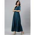 thumbnail image 7 of Janasya Indian Round Neck Half Sleeve Solid Teal Rayon Kurta With Dupatta For Women, 7 of 7