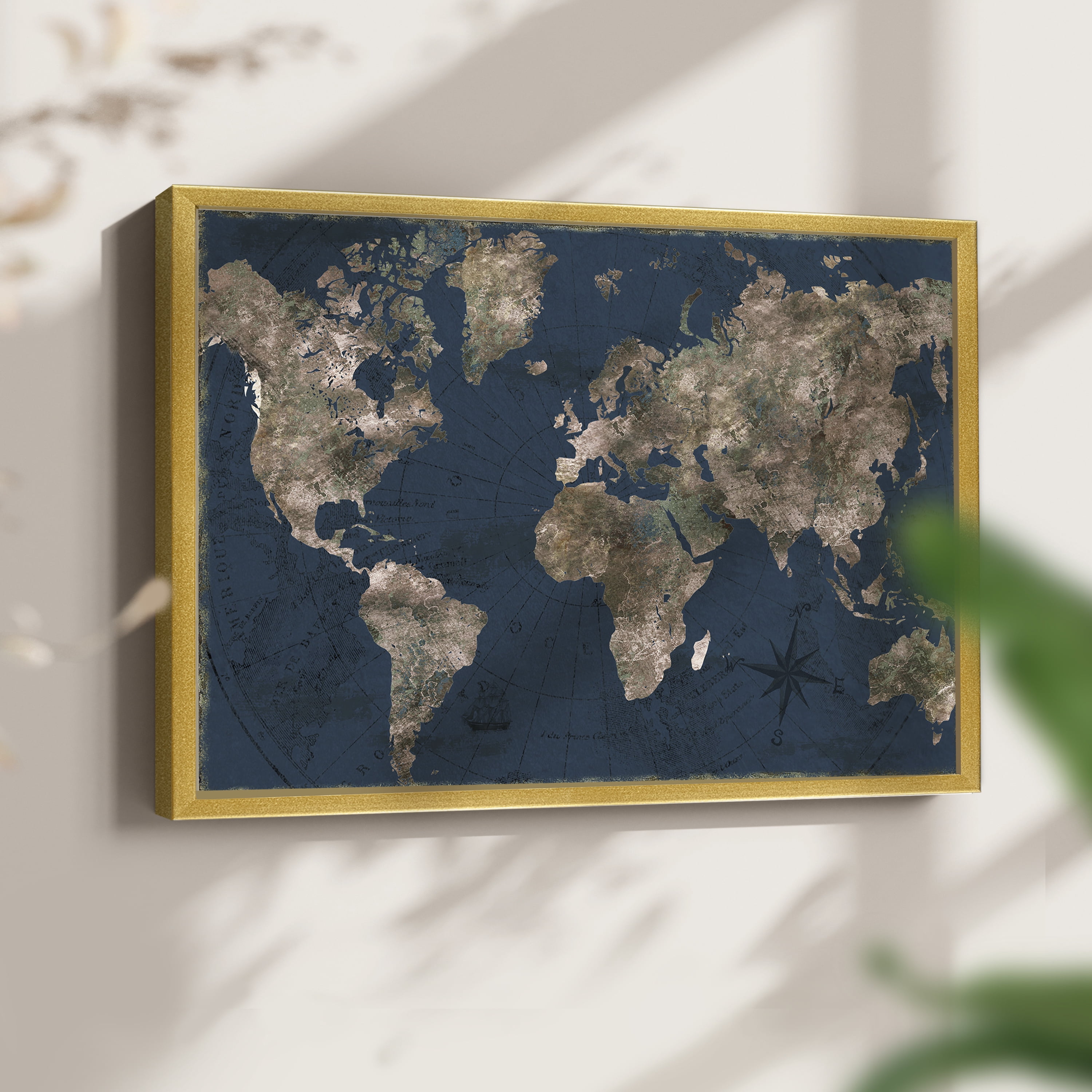 Navy Atlas by CAD Designs - Restickable Framed Giclée Print