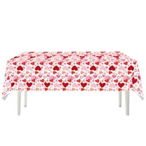 KUAZOU Love Heart Tablecloth - 72x54 Inches Pink and Red Hearts Plastic Table Cloth Disposable Rectangle Table Cover for Valentines Day Anniversary Engagement Party Decorations Supplies(B)
