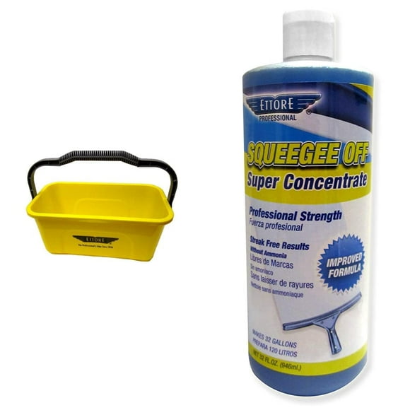 Ettore Super Bucket with Handle (3-Gallon) + Squeegee Off Window Cleaning Soap (32-Ounce)